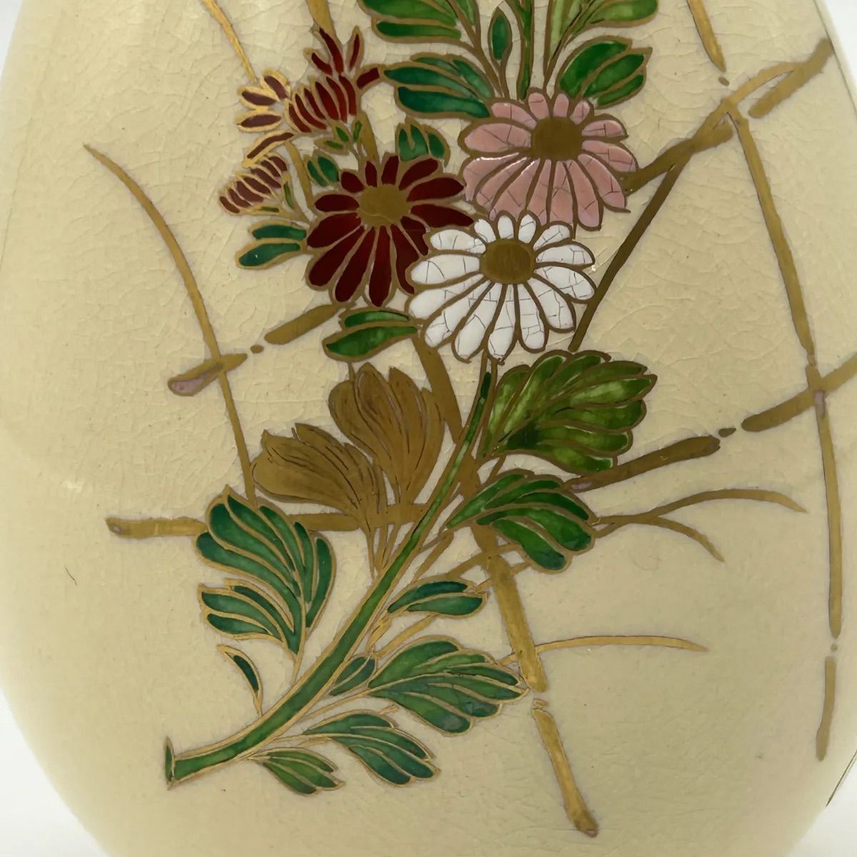 Amazon.co.jp: 薩摩焼 白薩摩 廣田窯 金彩花絵 鶴首花瓶