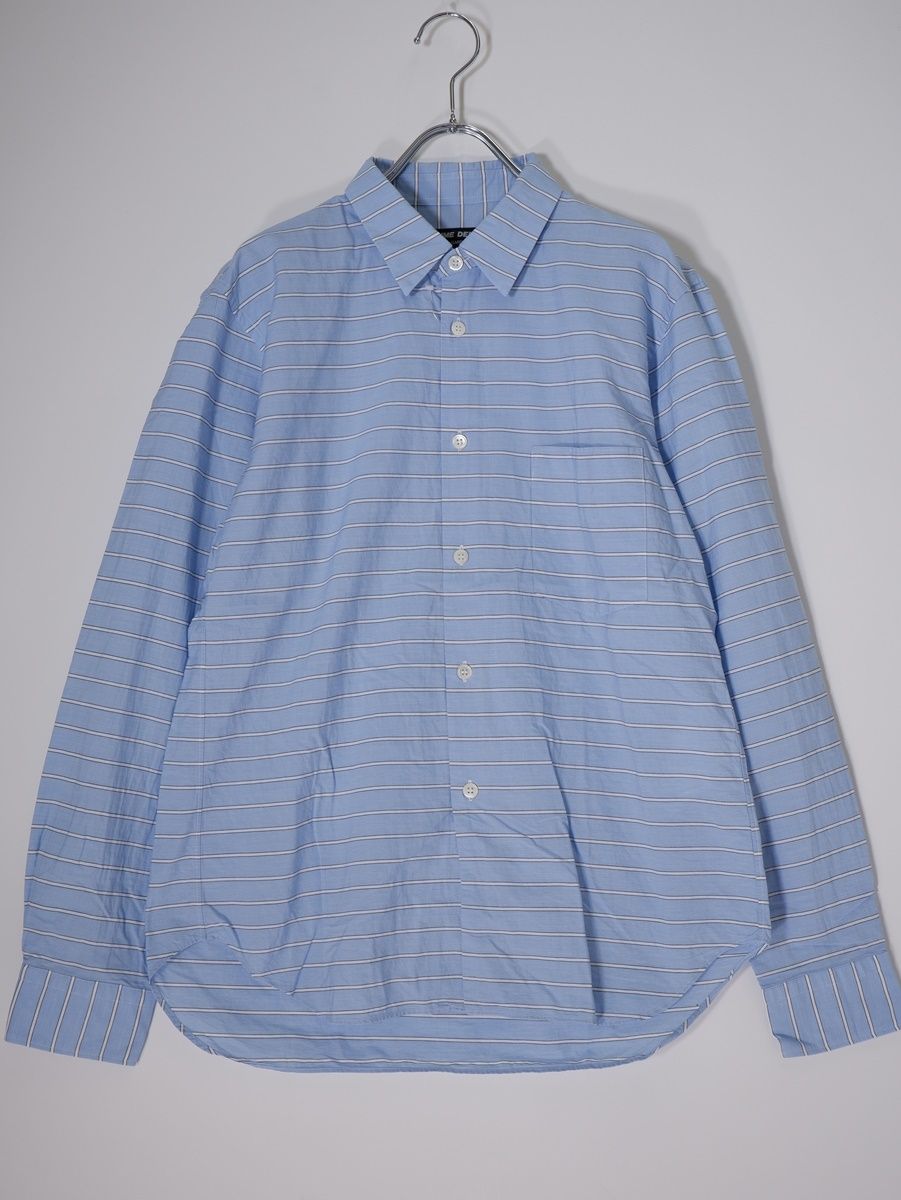 COMME des GARCONS HOMME DEUXコムデギャルソンオムドゥ 2023SS ボーダーストライプ コットンリネン長袖シャツ【XS】【 コムデギャルソンオムドゥ　長袖シャツXS 綿　COMME des GARCONS