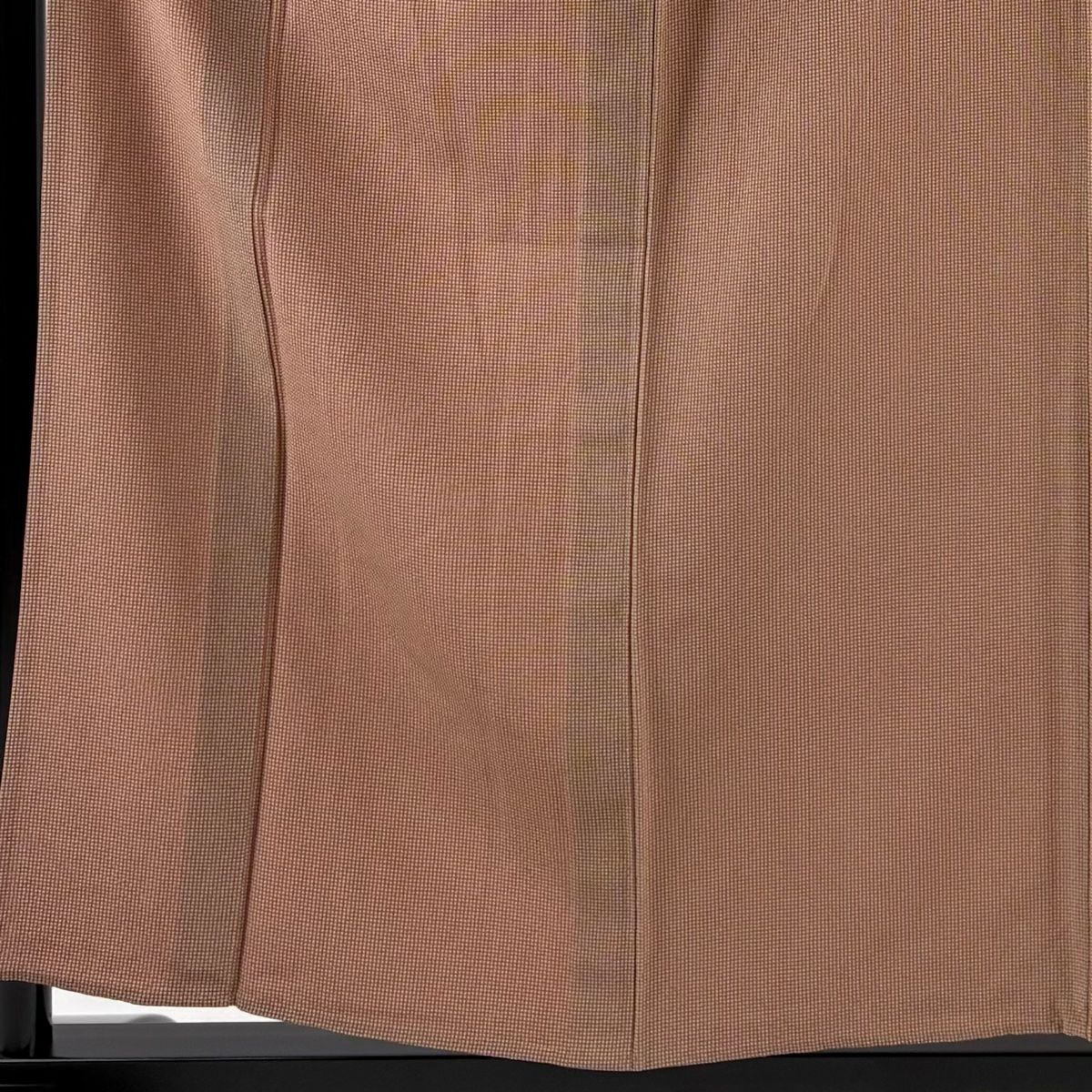 小紋 身丈156.5cm 裄丈62cm S 単衣 格子柄 薄茶色 正絹 秀品