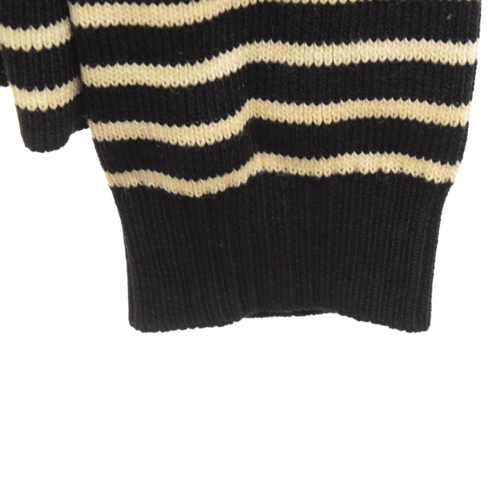 SAINT LAURENT PARIS サンローランパリ Border Knit Sweater ショルダーボタン ボーダーニット長袖セーター ブラック/ホワイト 588063 YAFQ2