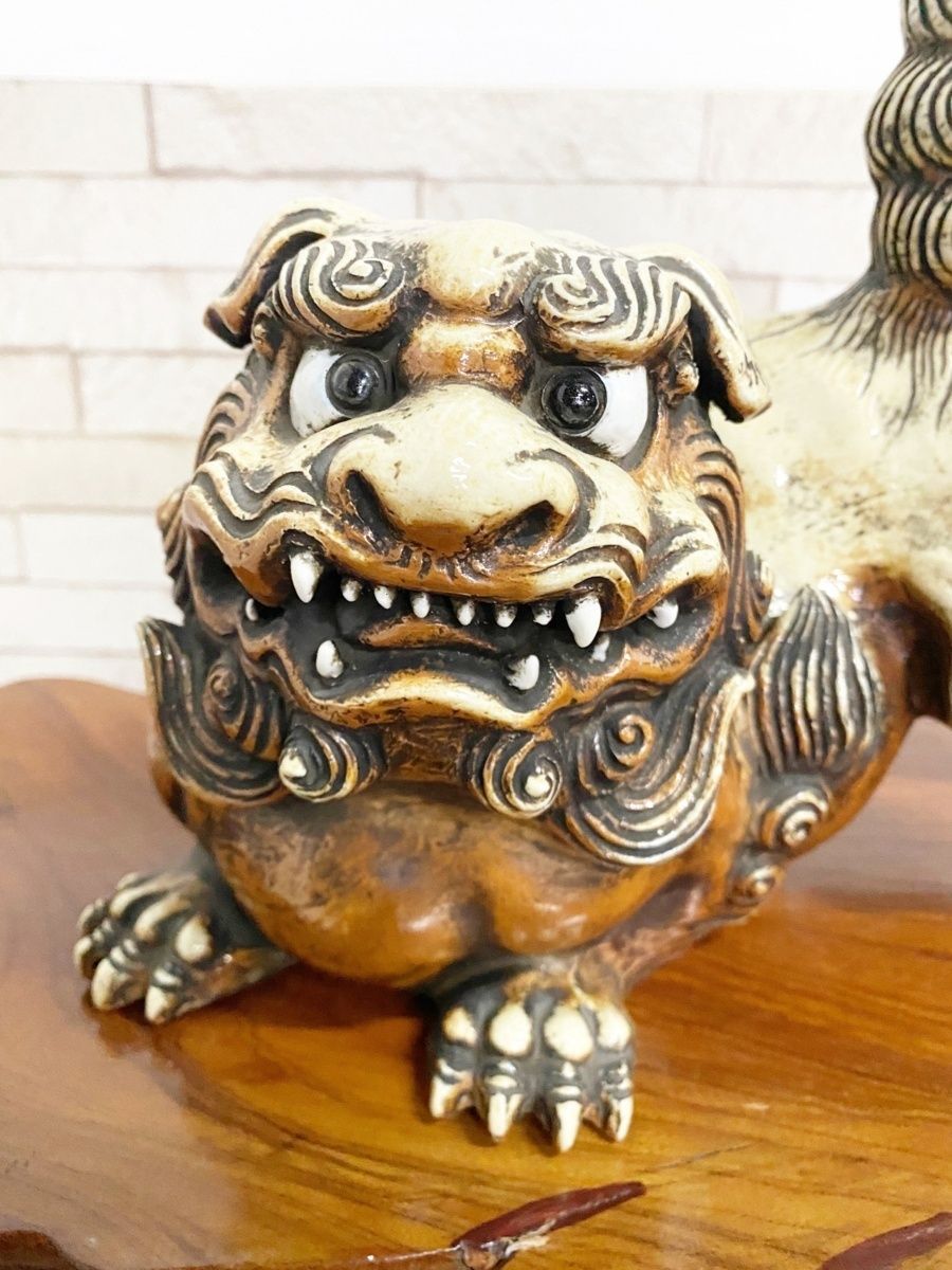 陶器製 獅子の置物 緑と茶色 2025年最新】獅子 置物 陶器の人気アイテム - メルカリ