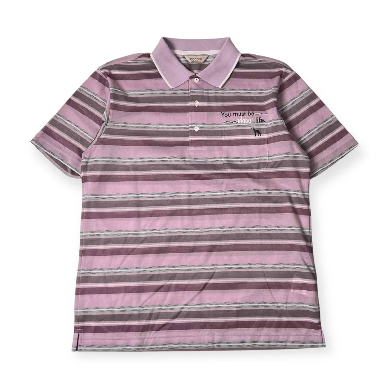 adabat アダバット ボーダー 鹿の子 半袖 ポロシャツ 48/ピンク メンズ ゴルフ