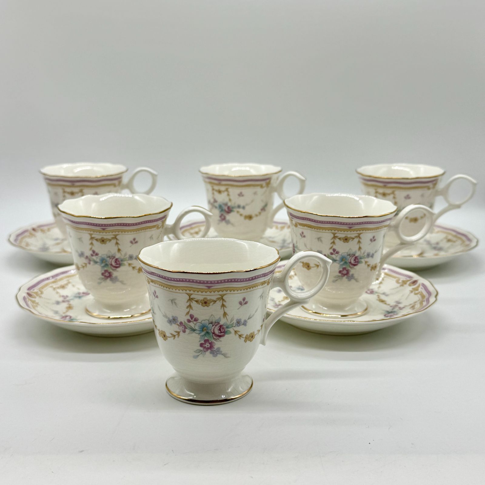 Nitto pure&white カップ&ソーサー 金彩 花柄 陶器 上品 カップ6