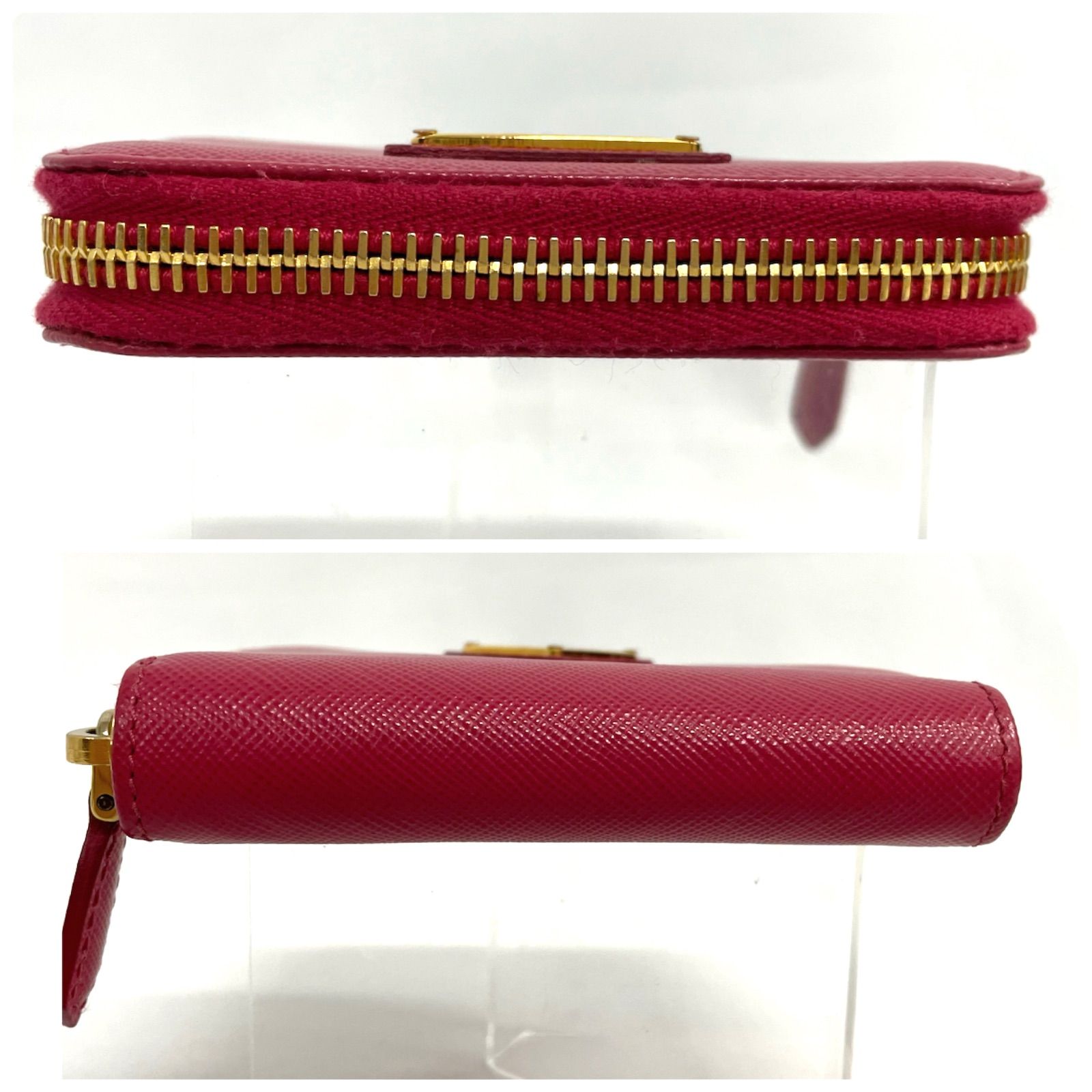 美品 プラダ PRADA コインケース サフィアーノ ピンク ラウンドジップ 美品】 PRADA プラダ サフィアーノ コンパクト ラウンド ジップ