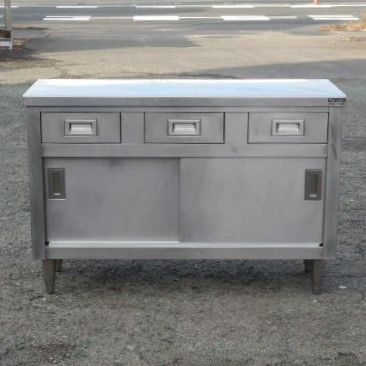 マルゼン 業務用 ステンレス 引出付き 調理台 W120 D45 H80cm BHD-124N 1200 引違い 扉付 作業台 片面 引き出し 引出し