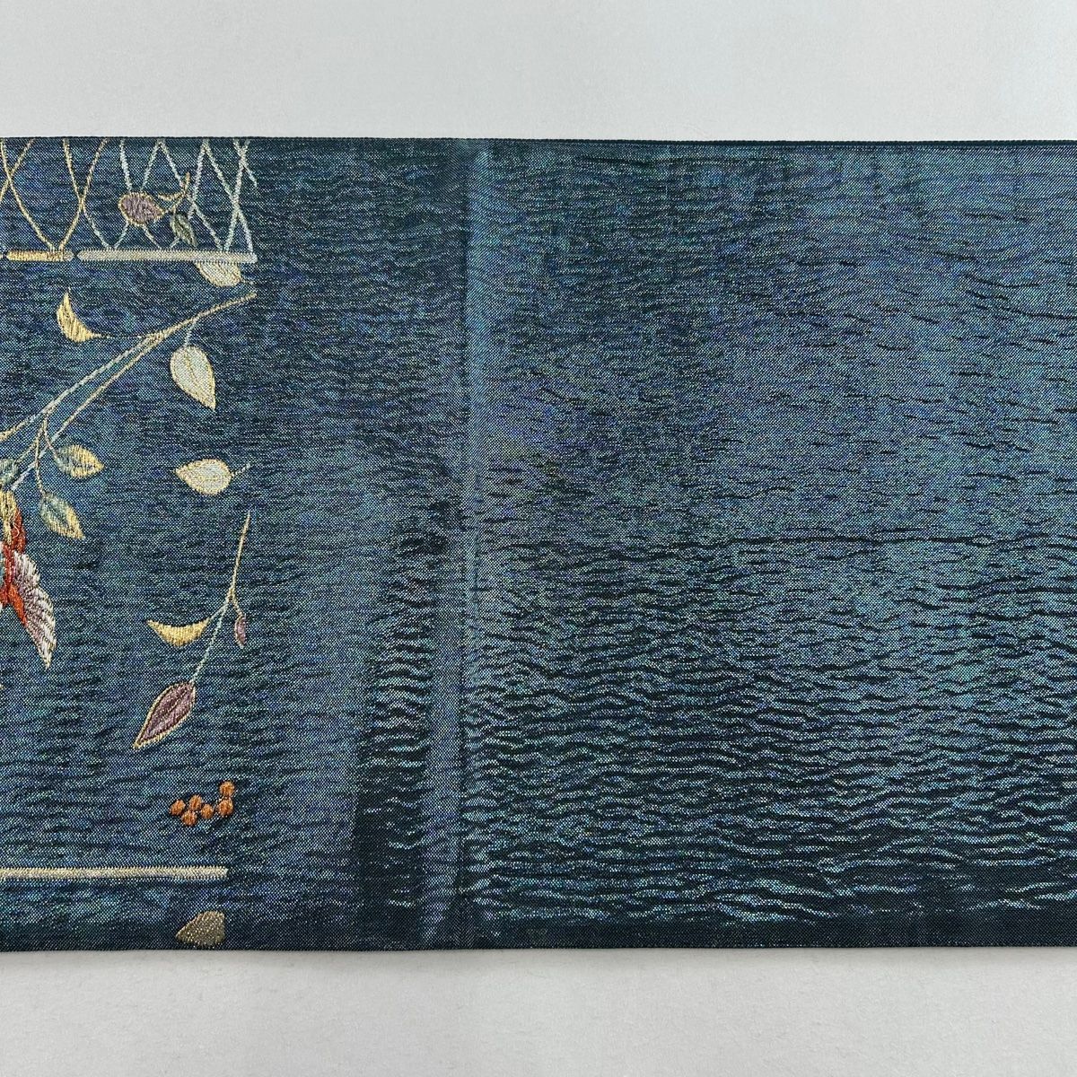 中古美品 袋帯 唐草花模様 金×緑系■N70805-6 袋帯 美品 秀品 鳥 草花 金糸 箔 青緑 六通 正絹 【中古