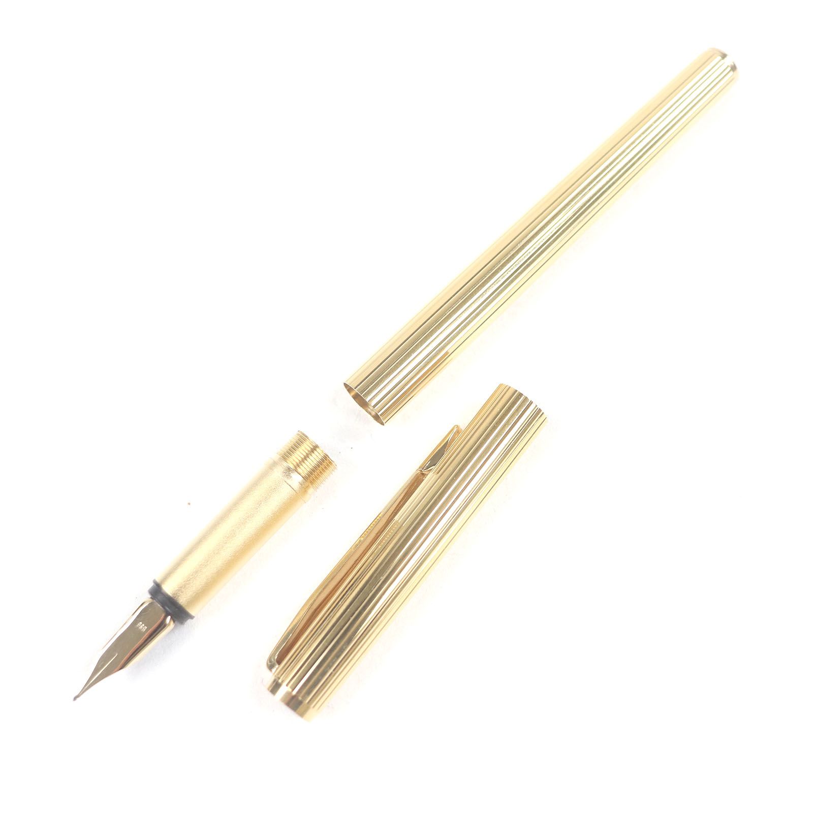 □MONTBLANC モンブラン ノブレス ペン先14K EFニブ ストライプ柄 キャップ式 万年筆 ステーショナリー ゴールド ドイツ製 メンズ