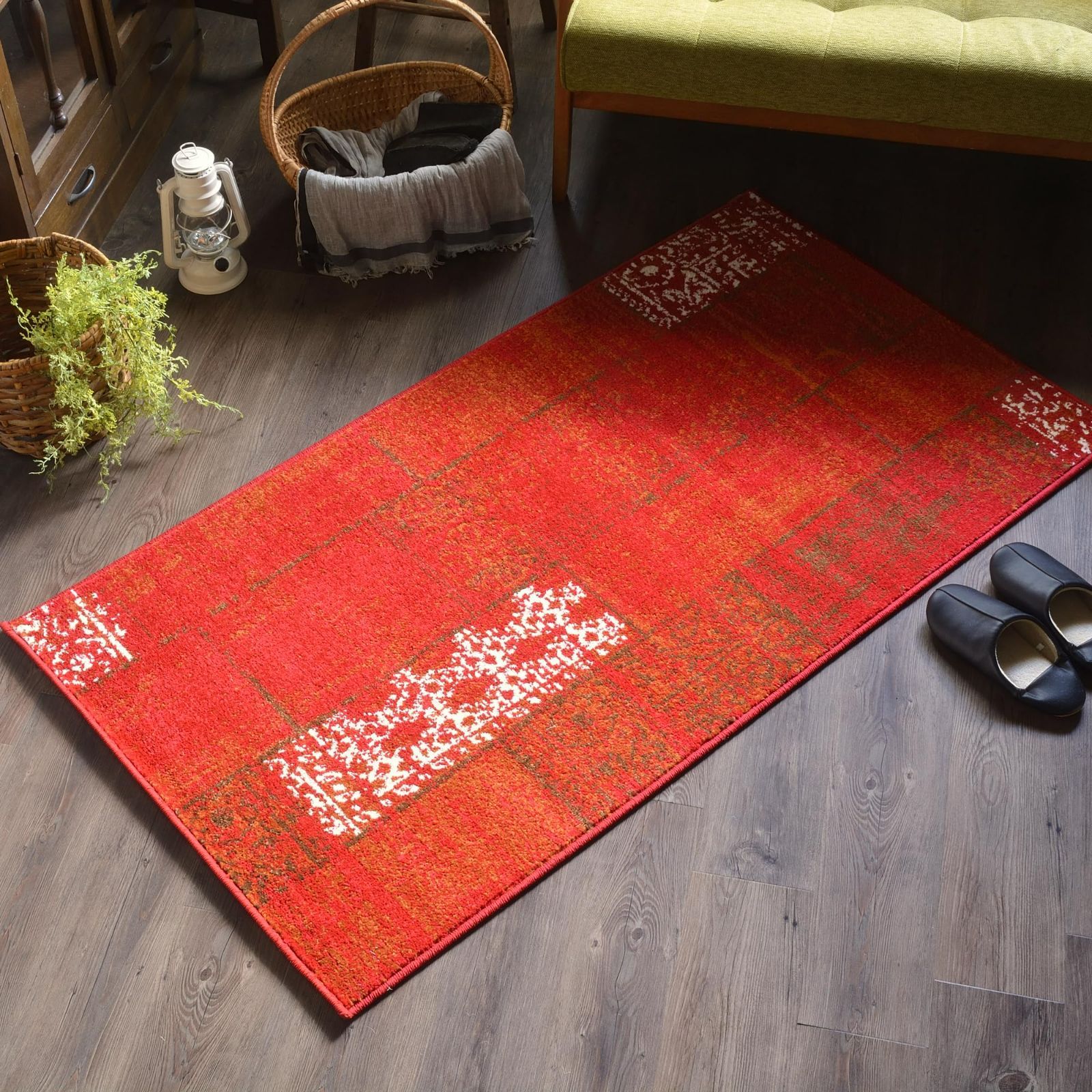 80x150cm_レッド 79826 RUGS-FACTORY カーペット 1畳 ラグマット