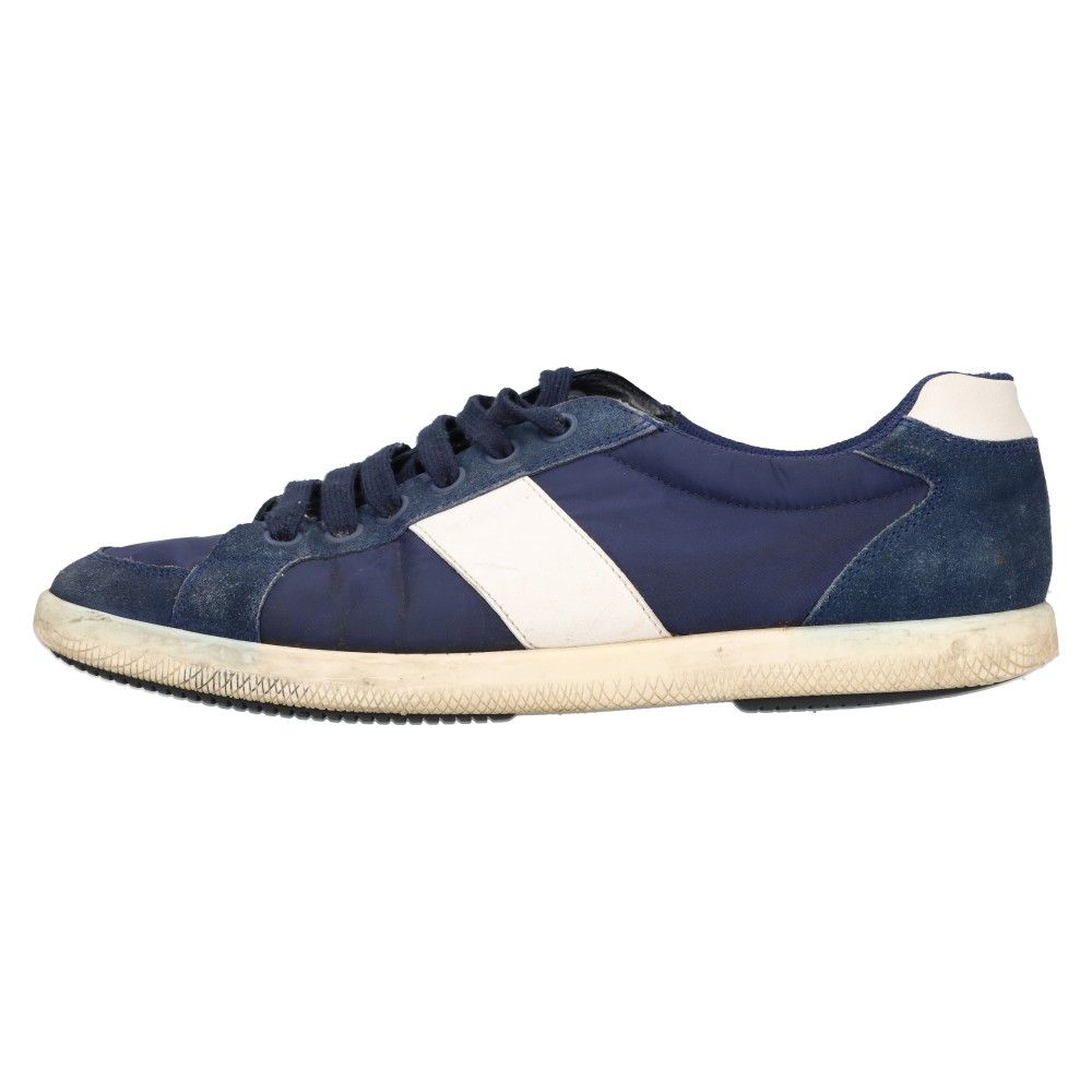 PRADA SPORT (プラダ スポーツ) ロゴプリント レザー ナイロン ローカットスニーカー ネイビー 8 1/2 2845