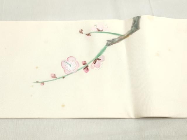 平和屋着物○塩瀬 九寸名古屋帯 枝梅 金彩 正絹 逸品 DAAU5942ps