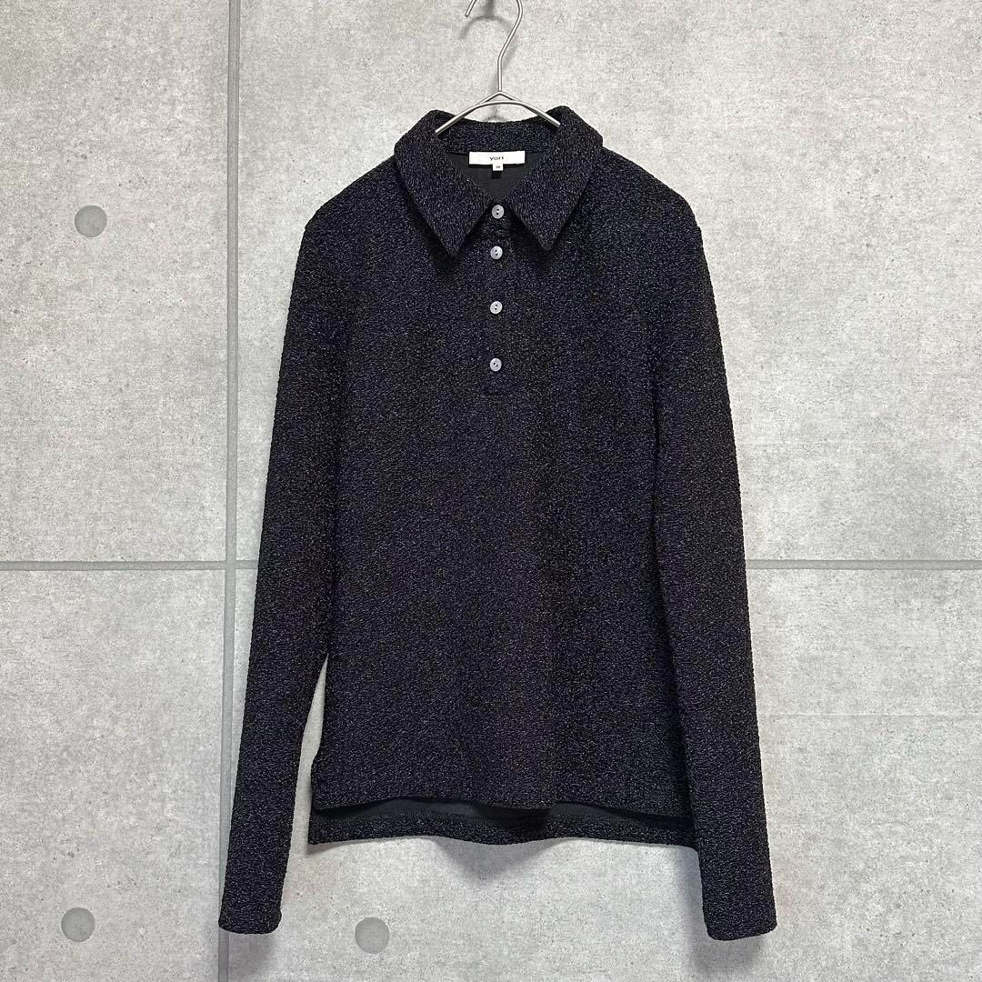 新品 yori ヨリ ラメポロカットソー ポロニット トップス 黒ブラック
