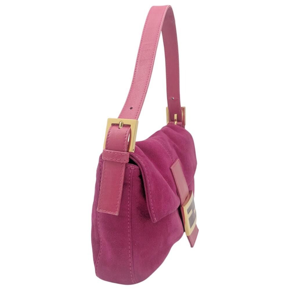 フェンディ　ハンドバッグ　マンマバケット　スエード　FF金具　ゴールド　ピンク FENDI FENDI フェンディ ズッキーノ マンマバケット ピンク系 ゴールド