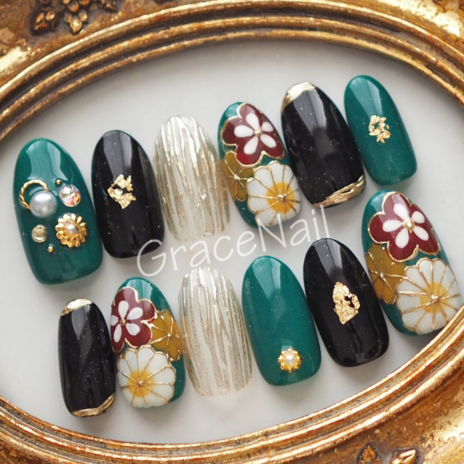 ネイルチップ　ニュアンスネイル　振袖ネイル　卒業式　成人式　着物　和柄ネイル ネイルチップ ニュアンスネイル 振袖ネイル 卒業式 成人式 着物 和柄