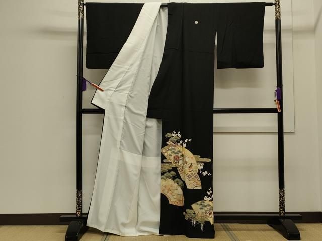 平和屋着物●九寸名古屋帯　駒刺繍　総絞り　枝笹文　正絹　逸品　CAAZ4168hy 平和屋着物□豪華黒留袖 駒刺繍 若松扇文 金彩 正絹 逸品 CAAX1603xe