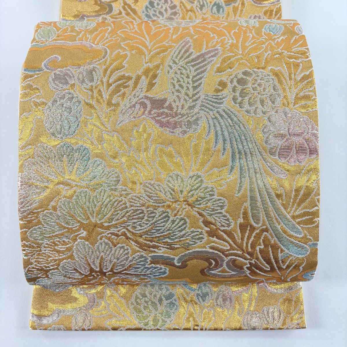袋帯 美品 逸品 龍村美術織物 落款 雅園花鳥文 花鳥 笠松 箔 金