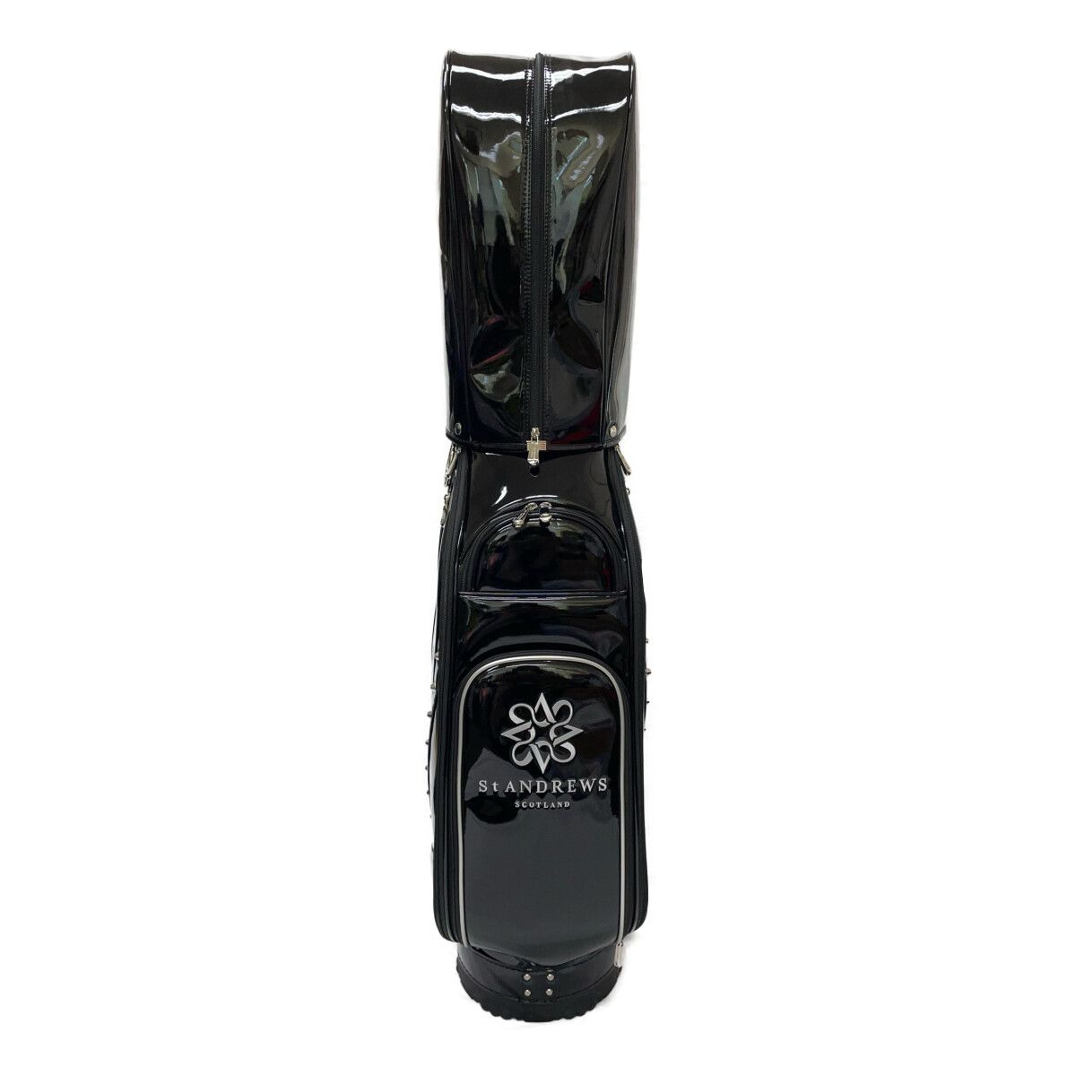 St.Andrews - coco 中古 セントアンドリュース StANDREWS キャディバッグ 黒 ブラック エナメル 刺しゅうロゴ St.Andrews - coco 中古 セントアンドリュース StANDREWS