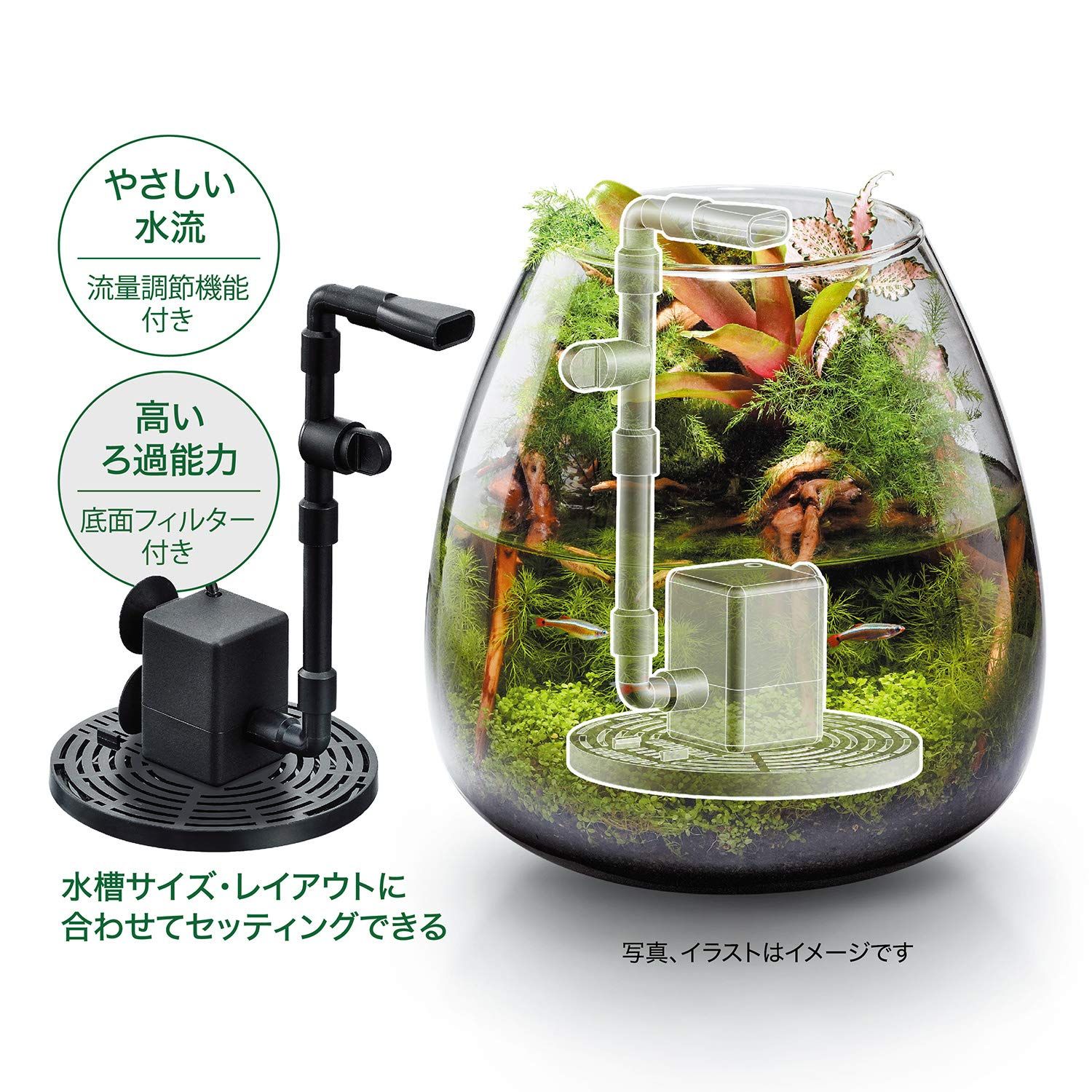 魚用品・水草 GEX AQUA FILTER ピコロカ コンパクト 隠せるろ過