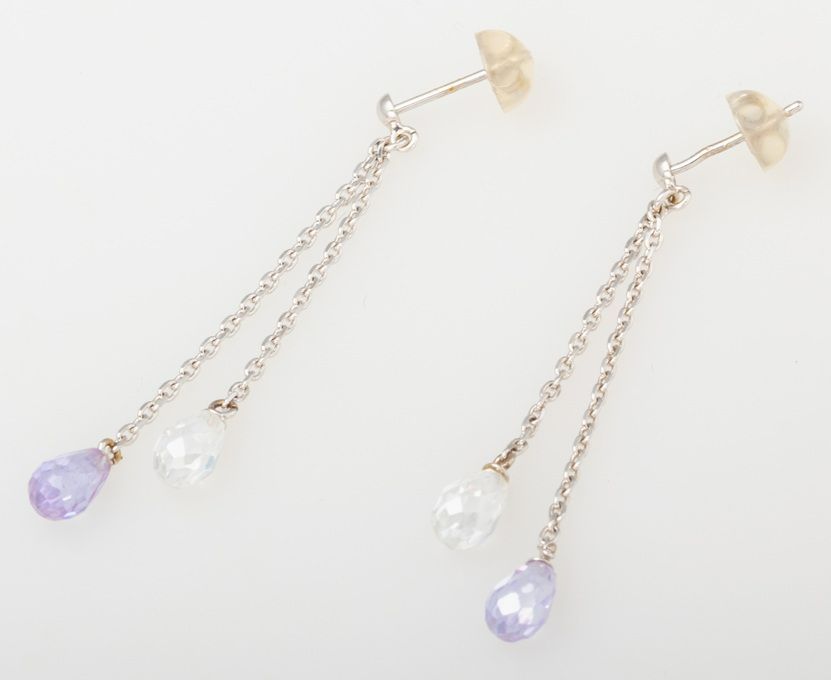 K14WG 水晶 スイングピアス 品番a23-419