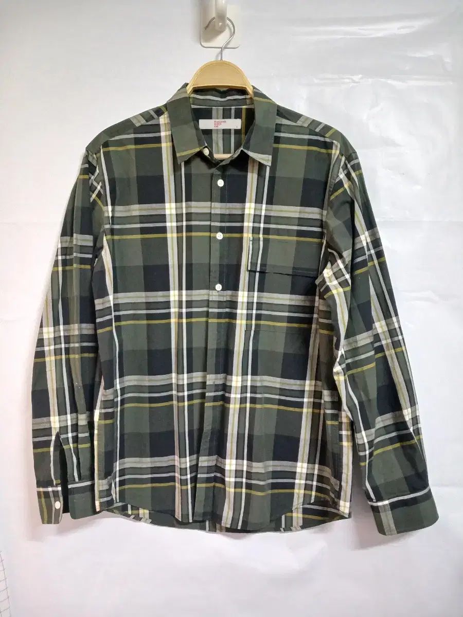 （ L 100 新品) 8 秒 メンズ チェックコットンシャツ