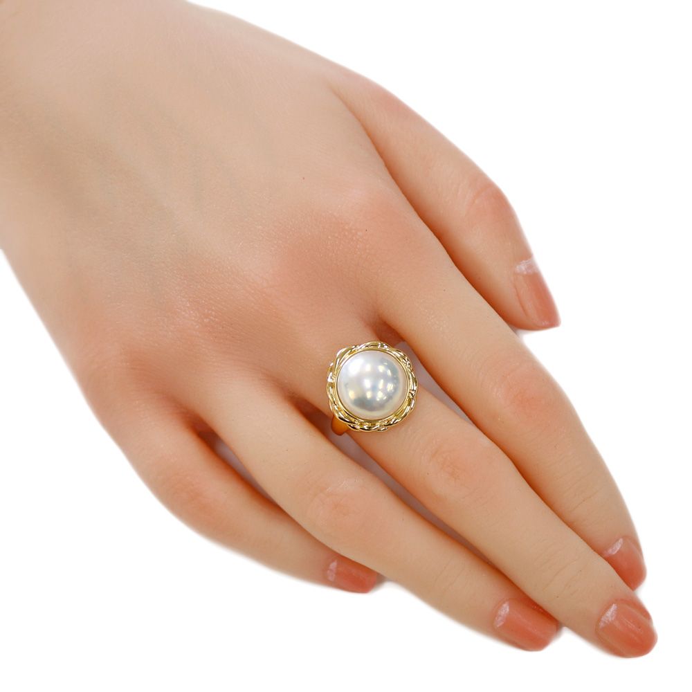 ゴージャス リング 指輪 13号 18金 K18イエローゴールド マベパール  