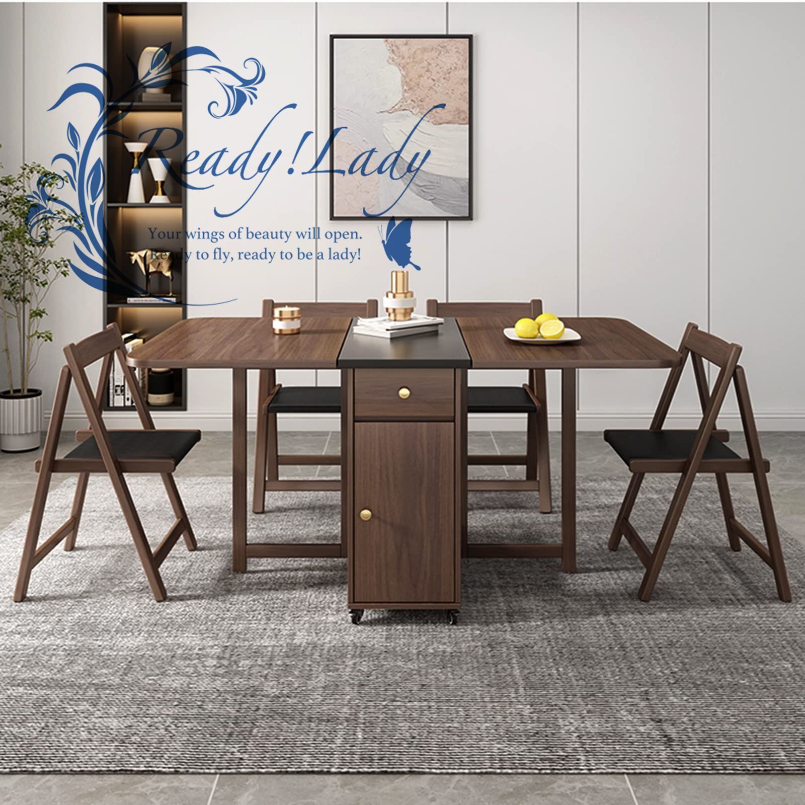 折りたたみダイニングテーブル、物置棚と2つの物置引き出し付きの折りたたみダイニン Amazon｜折りたたみダイニングテーブル、物置棚と2つの物置