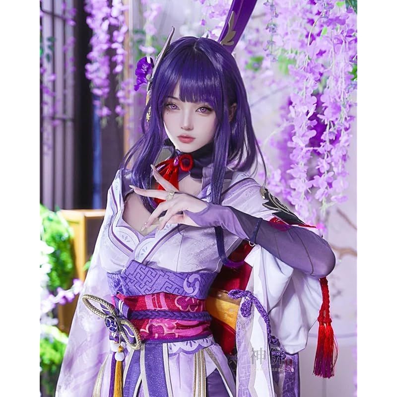 在庫 神併 雷電将軍 コスプレ ウィッグ付き バアル 原神 コスプレ衣装 大人用 仮装 文化祭 イベント コスチューム ステージ服 Baal cosplay 雷電将軍 ウィッグ付き XL 0