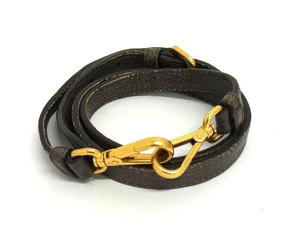 美品　PRADA プラダ　ショルダーストラップ　レザー　金具　焦茶　ブラウン 美品 PRADA プラダ ショルダーストラップ レザー 金具 焦茶