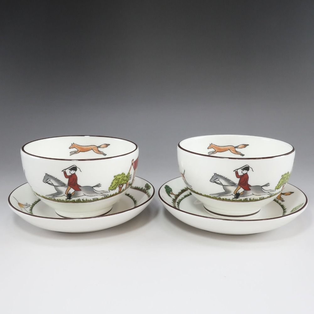 Wedgwood ウェッジウッド HUNTING SCENES カップ＆ソーサー ペア 陶磁器 _ 食器