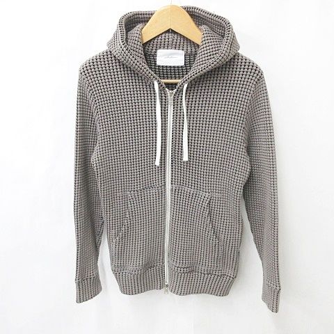 シーグリーン Seagreen ジャケット パーカ 長袖 ジップアップ フード ワッフル グレー 黒 ブラック 03