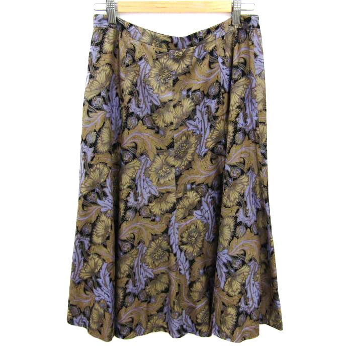 ダックス フレアスカート ボトムス 花柄 シルク 日本製 レディース 40
