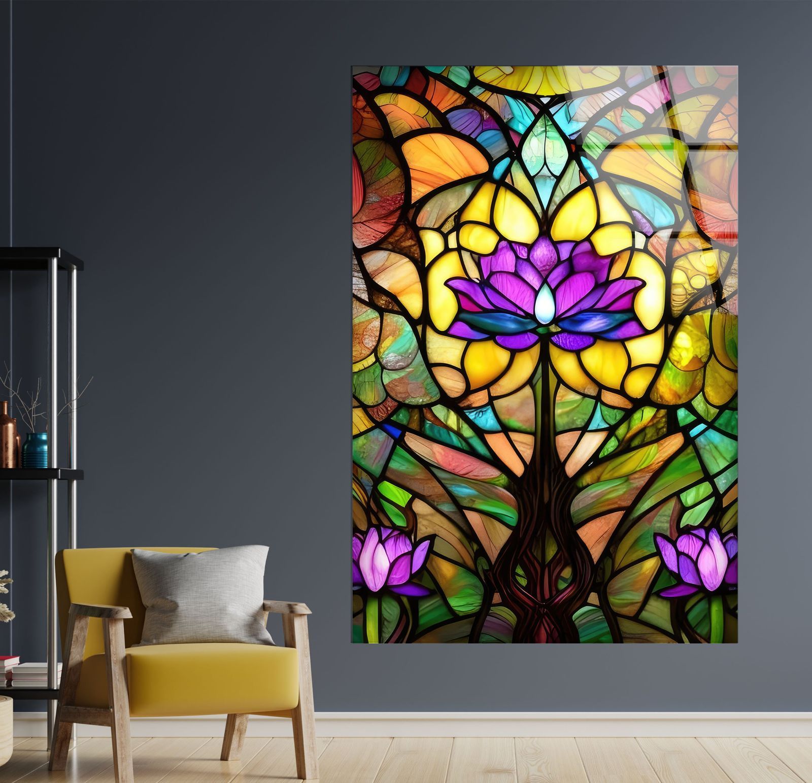 ガラスウォールアート ガラスアート素材：4mmの強化ガラス、ガラスの壁