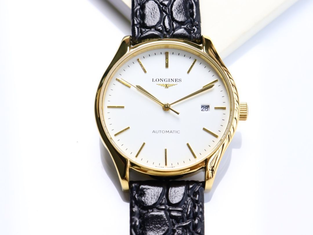  ロンジン エレガンス メンズ腕時計 39 mm 自動巻き機械式 316 L鋼 強化クリスタルガラス 実物撮影 自動巻き時計 腕時計(アナログ)