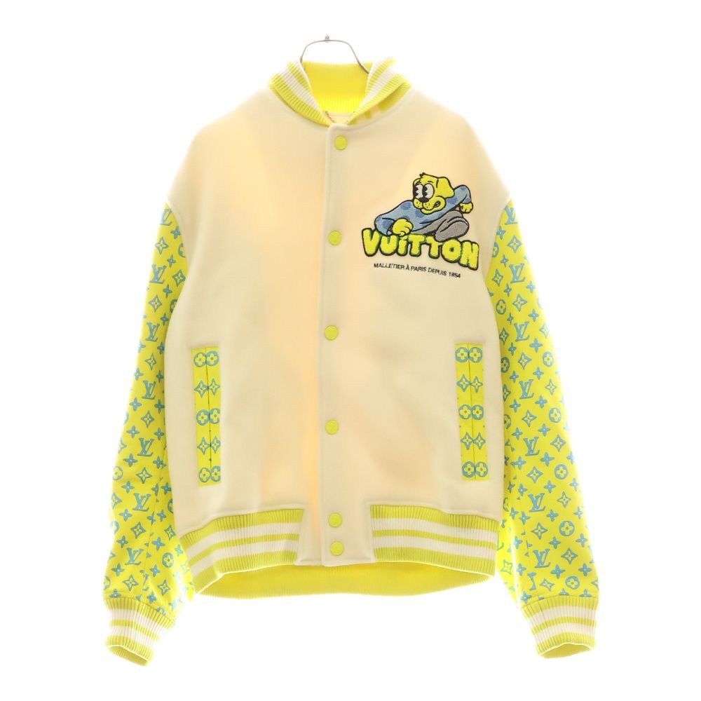 LOUIS VUITTON ルイヴィトン 23SS プレイグラウンド モノグラム レザー切替 ワッペン バーシティージャケット アイボリー|イエロー RM231 YJ3 HOL62E