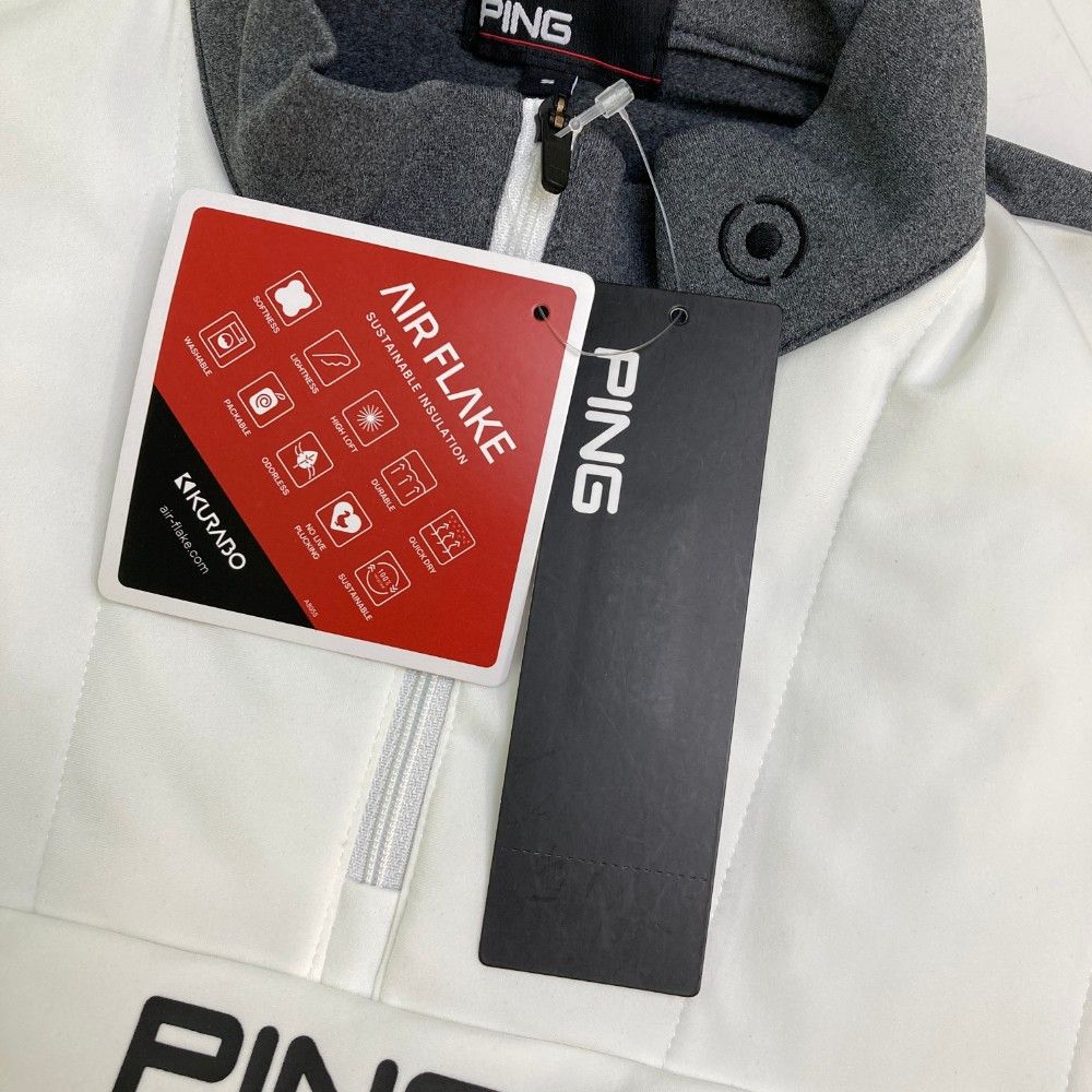 【新品】PING ピン 2024年 ハーフジップ ブルゾン ホワイト M サイズ：S PING ピン 2024年モデル 中綿切替 ハーフジップ