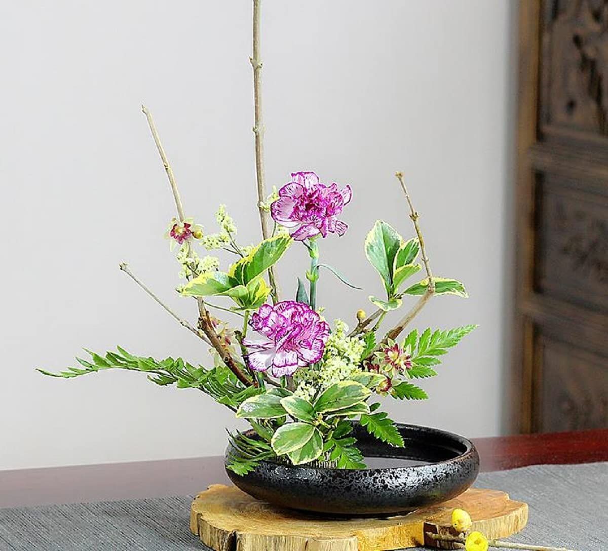 花器 生け花 盆栽 水盤 陶器 高級 剣山 極密丸 フラワーベース