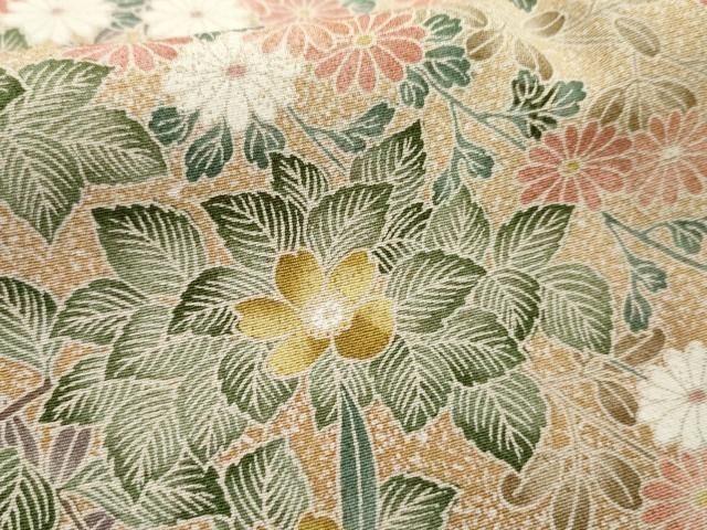 平和屋着物▽訪問着 単衣 草花文 正絹 逸品 AAAS4977fy