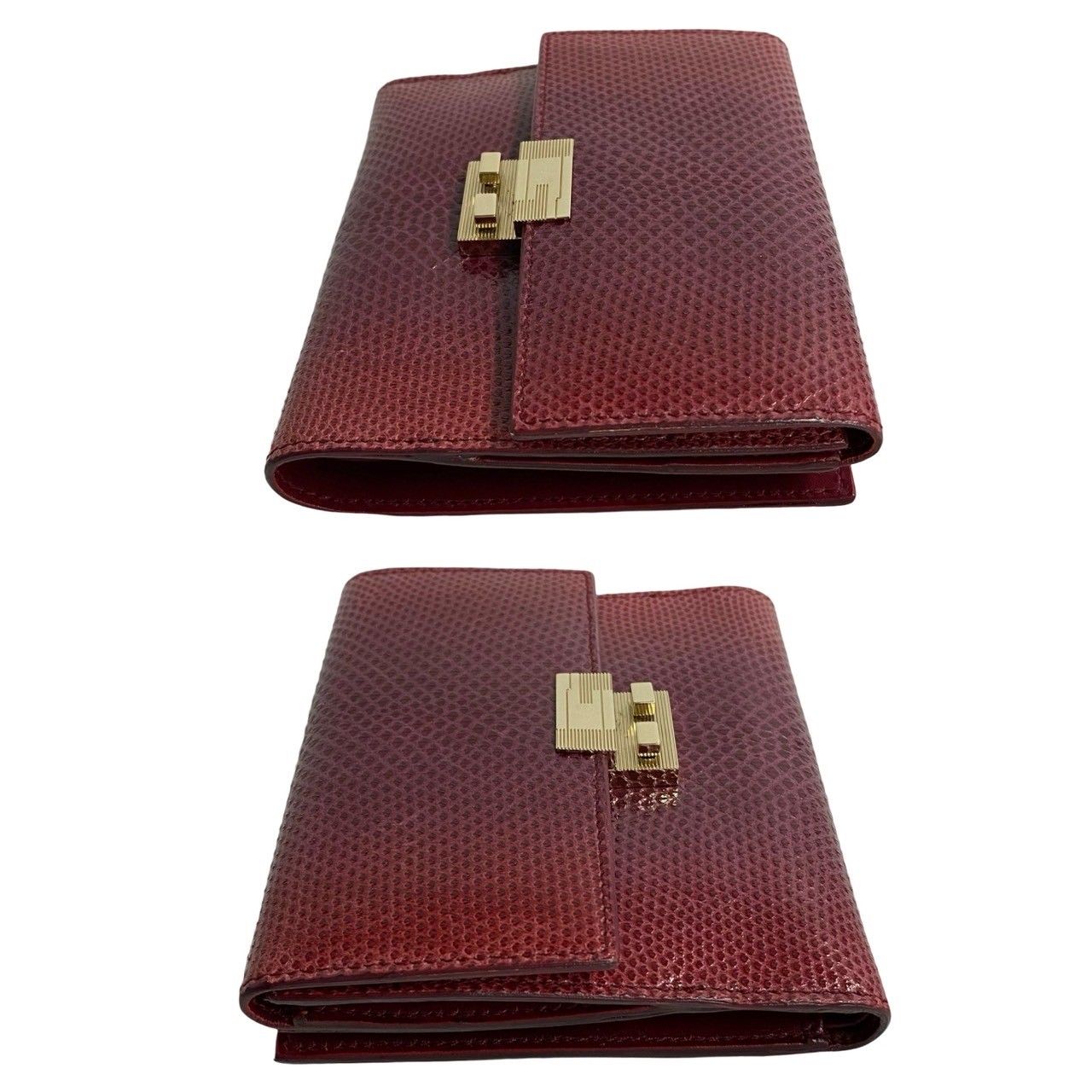 極 美品 箱 袋付き GUCCI グッチ リザードレザー 本革 二つ折り 財布 