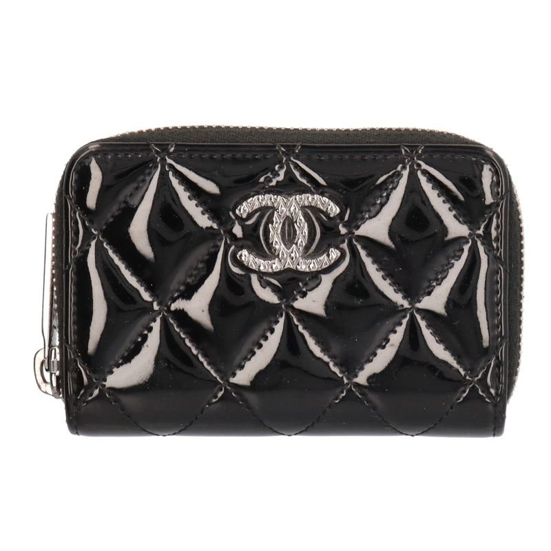 CHANEL コインケース 黒 パテントレザー