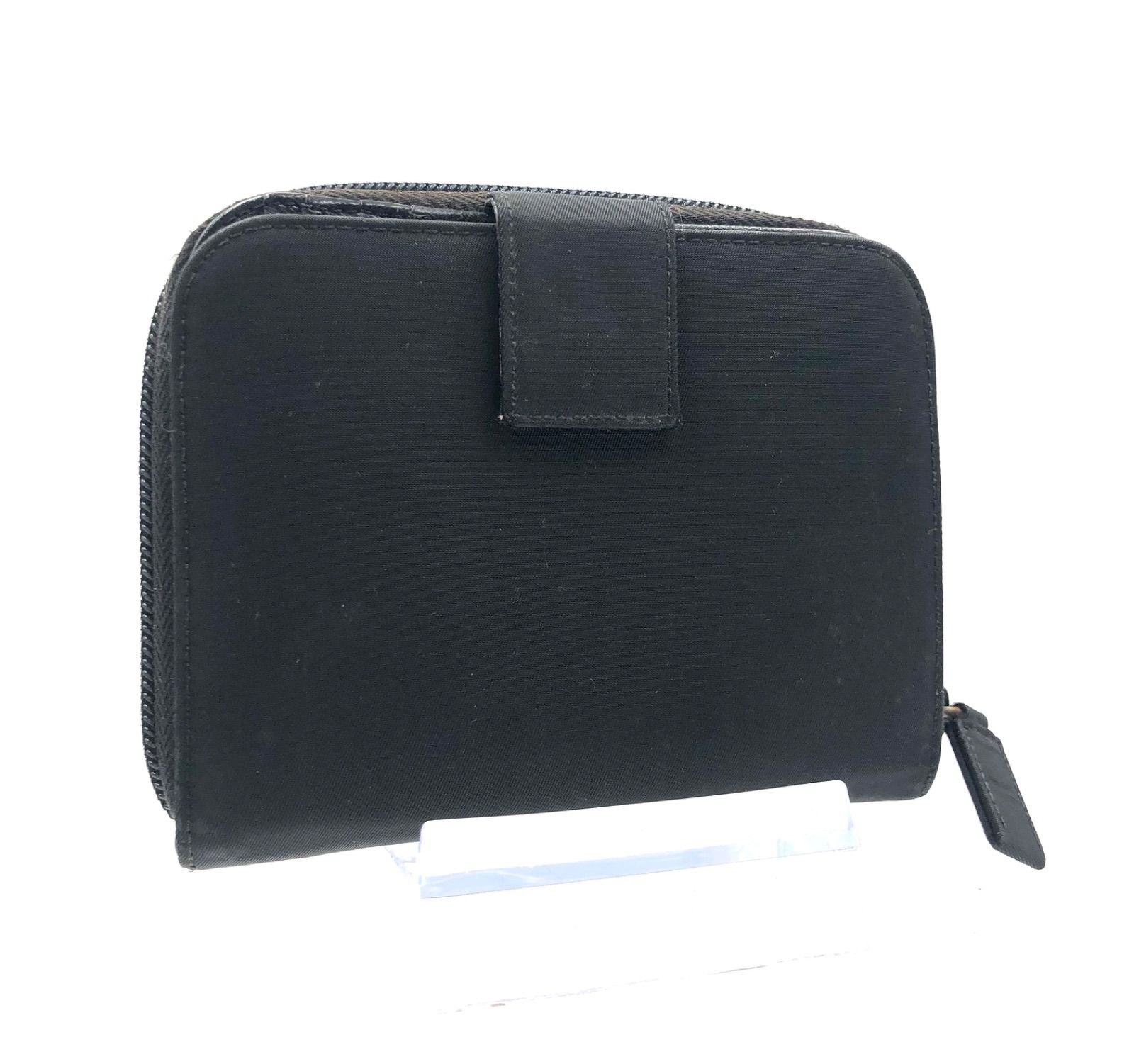 □良品□PRADA プラダ テスートナイロン ポコノ 三角プレート 二つ折り  