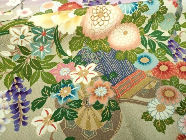 平和屋着物○ファッションデザイナー 花井幸子 訪問着 駒刺繍 吉祥花車