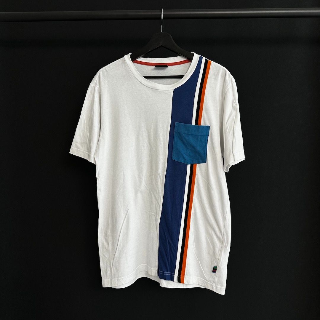 Paul Smith】マルチストライプポケットTシャツ/ホワイト/L/メンズ