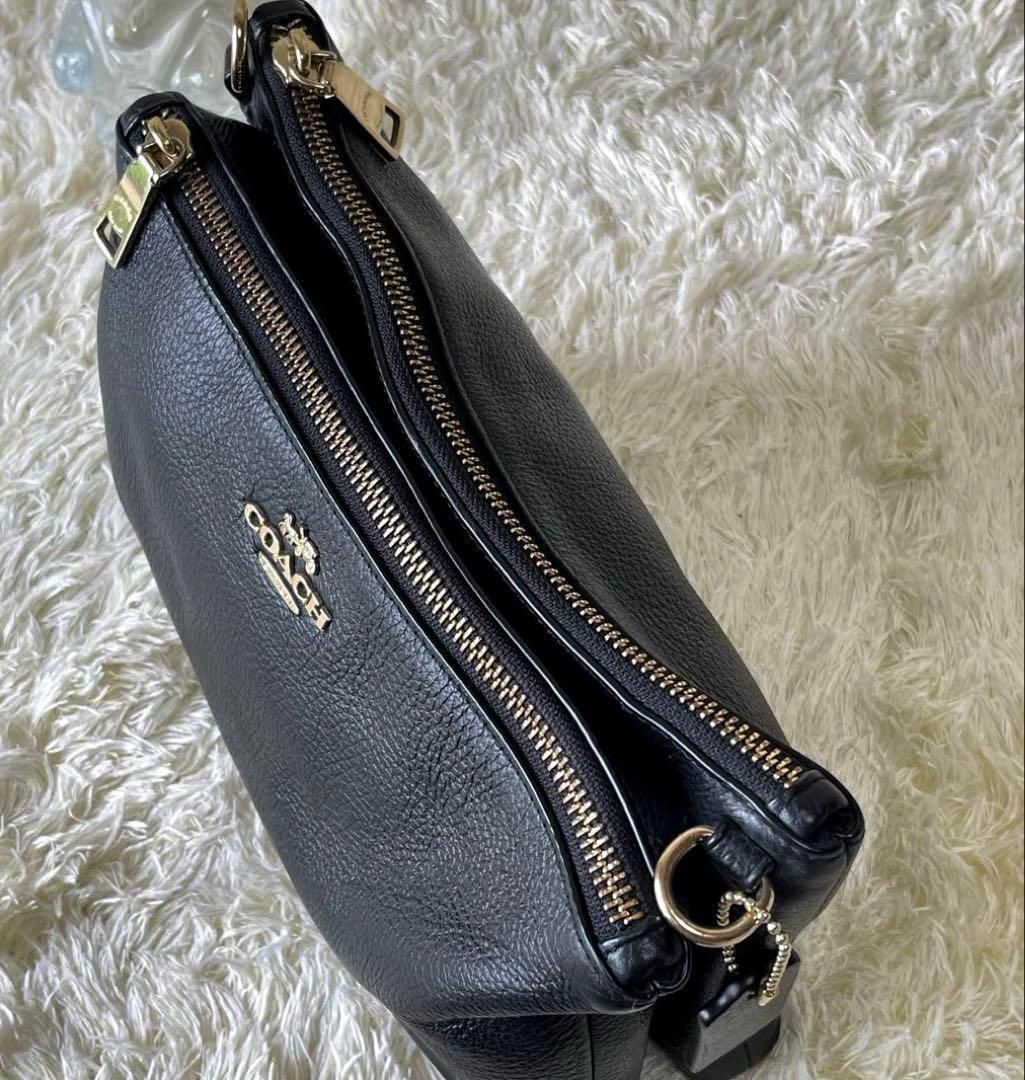 COACH コーチ ショルダーバック ペブルド ブラック 黒 シボレザー