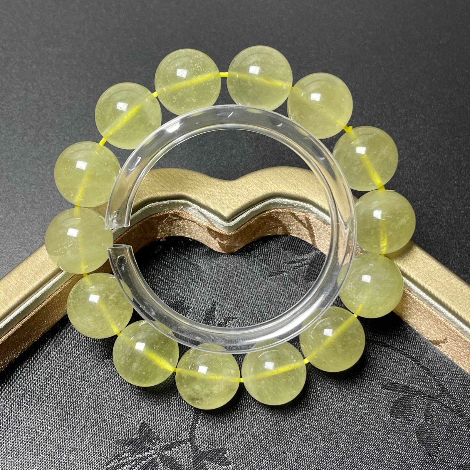 Leathers and Treasures スクロールハート ブレスレット 桃