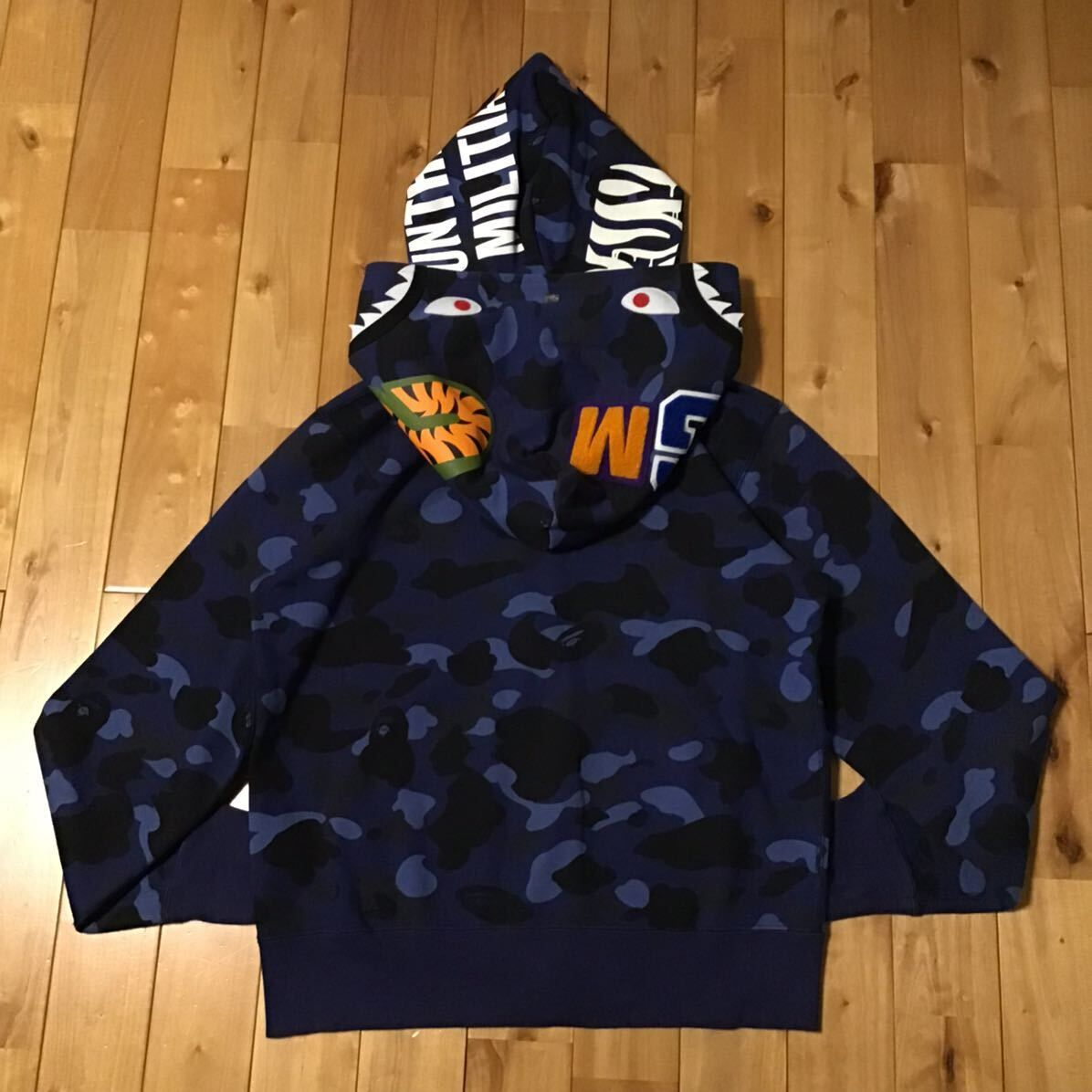 ダブル タイガー シャーク パーカー Mサイズ Double tiger shark full zip hoodie a bathing ape  BAPE Blue camo エイプ ベイプ - メルカリ