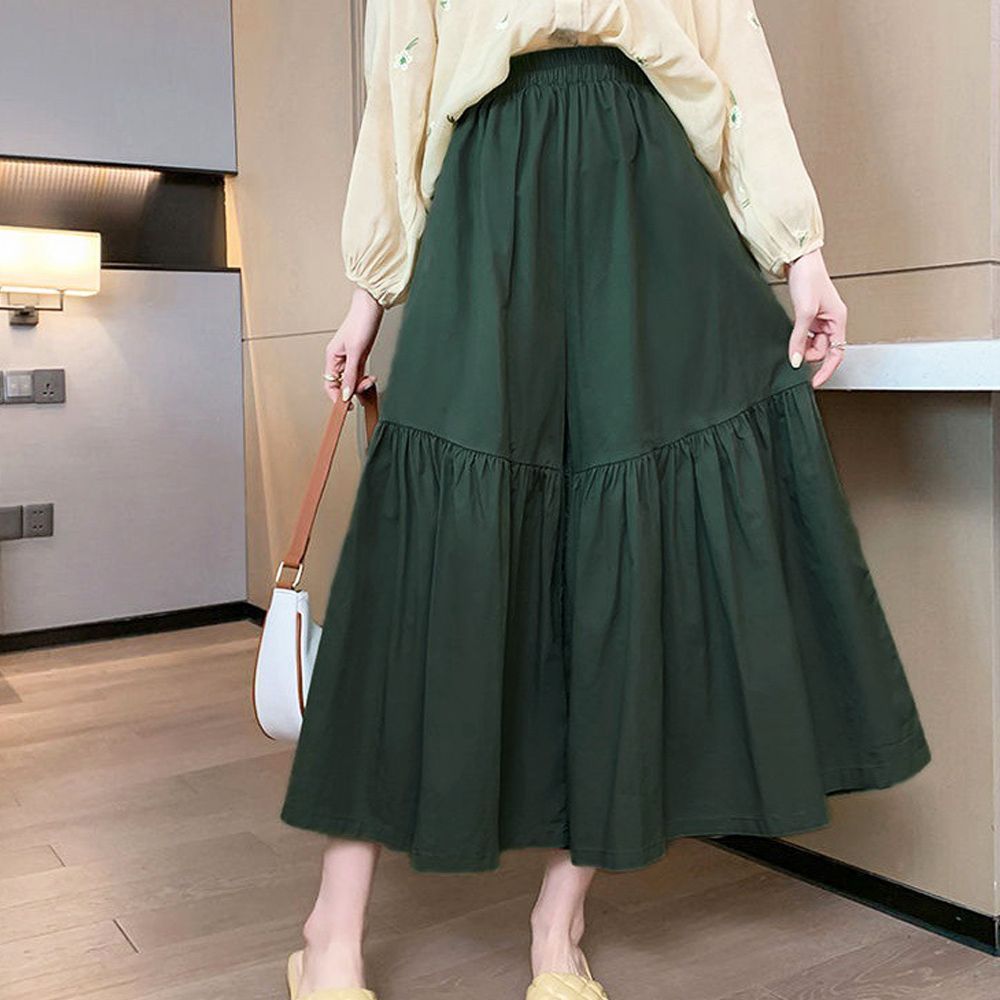 ワイドパンツ ウエストゴム スカンツ レディース ワイドフレアパンツ  