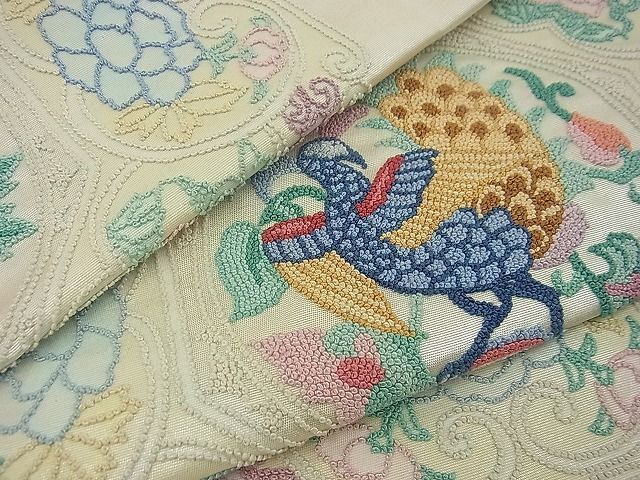 平和屋野田店□袋帯 総相良刺繍 孔雀草花文 逸品 n-gh3430 - メルカリShops