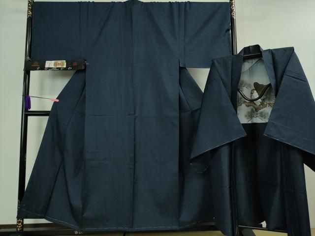 平和屋着物 上 男性 本場大島紬 アンサンブル キングサイズ 長羽織 100亀甲 総詰め 砂川一男作 羽裏 鷹 証紙付 ♥DZAA9882kh5