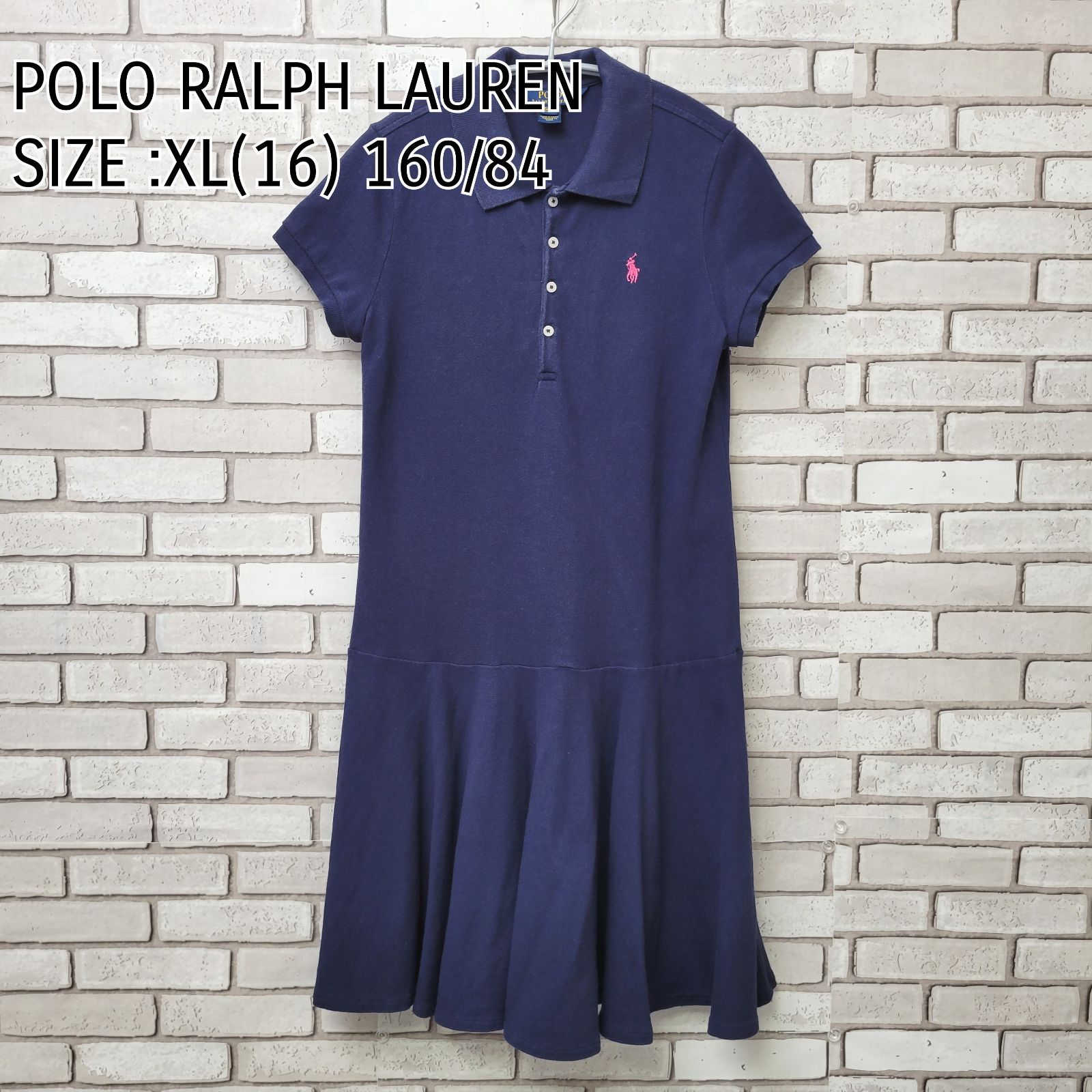 POLO RALPH LAUREN ポロラルフローレン 半袖 ワンピース ネイビー