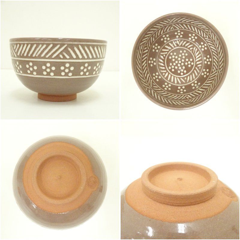 京焼 井上春峰造 三島手茶碗（共箱） 茶道 抹茶 おしゃれ 抹茶茶碗