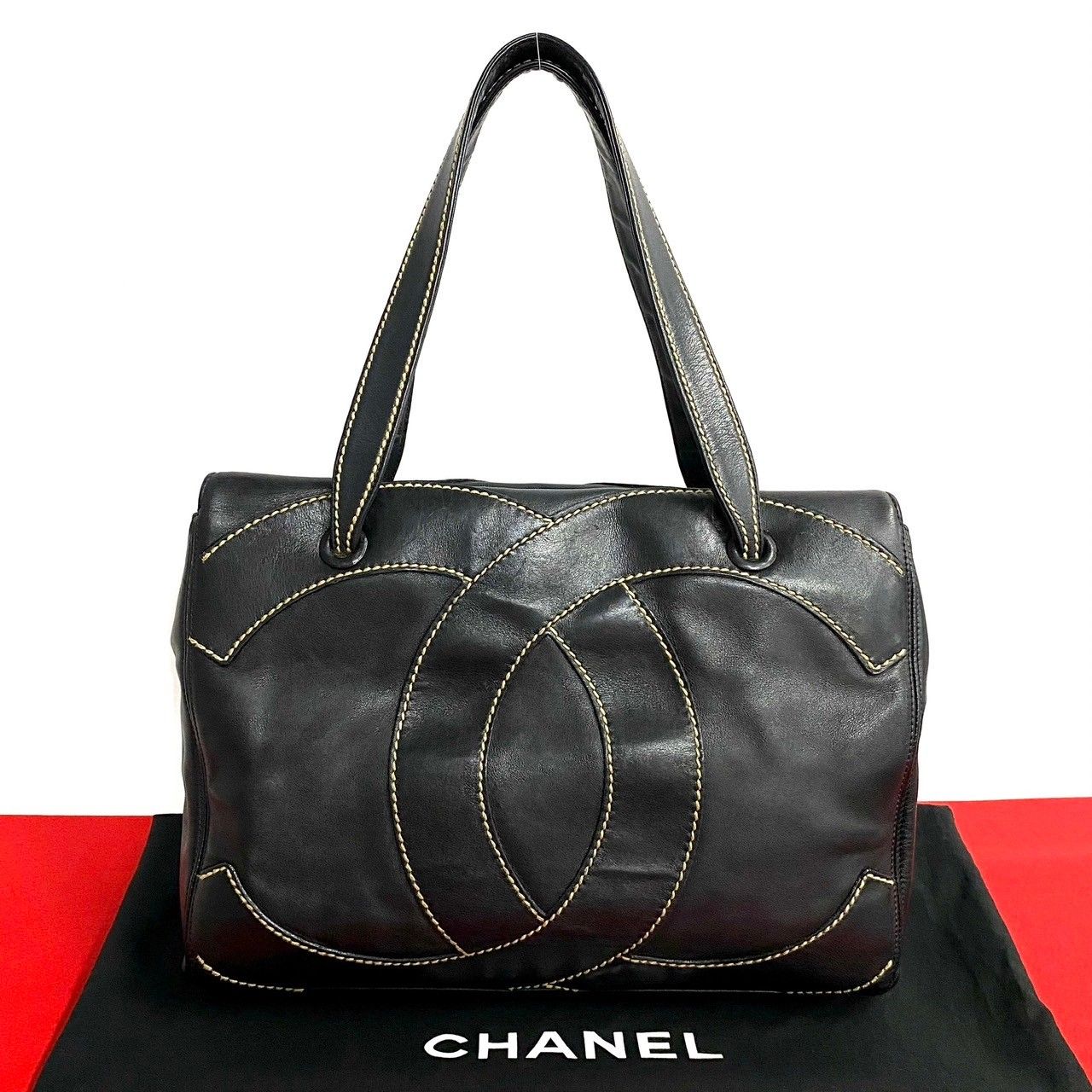 極 美品 シール有 9番台 CHANEL シャネル ワイルドステッチ ココマーク レザー 本革 ハンドバッグ ミニ ボストンバッグ ブラック  50-10 - メルカリ